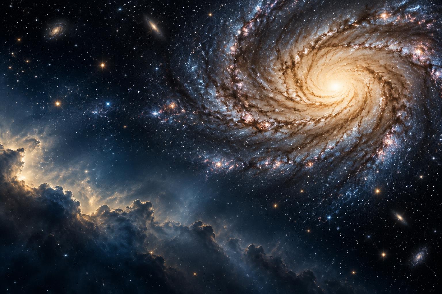 Galáxia e estrelas no universo criado por Deus
